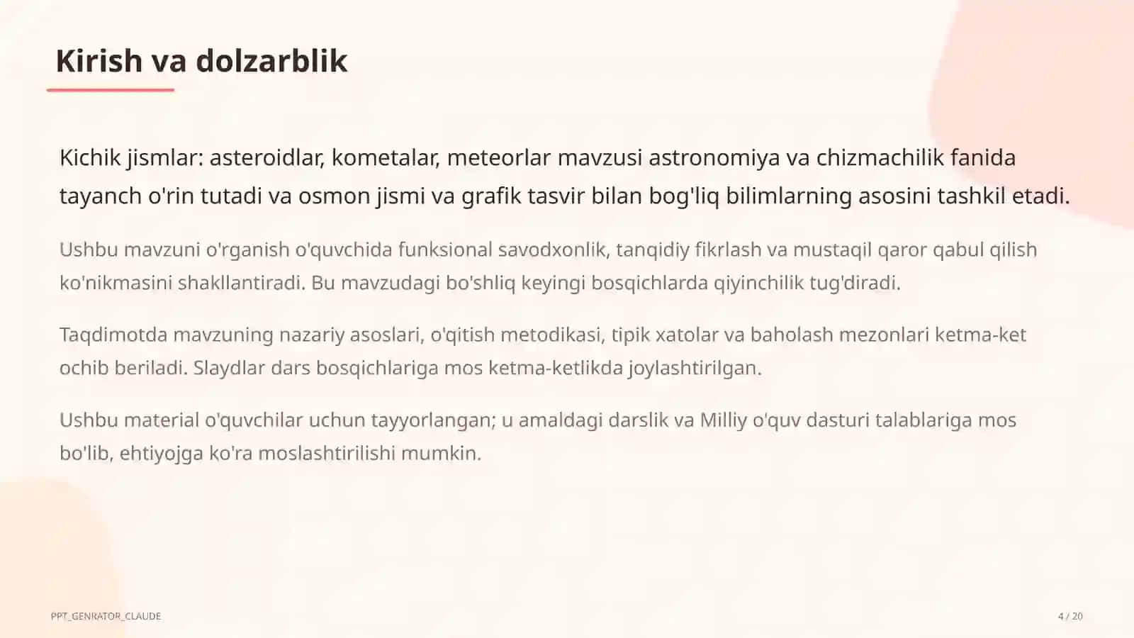 Astronomiya va chizmachilik (8– 11) — o'quvchilar uchun 4