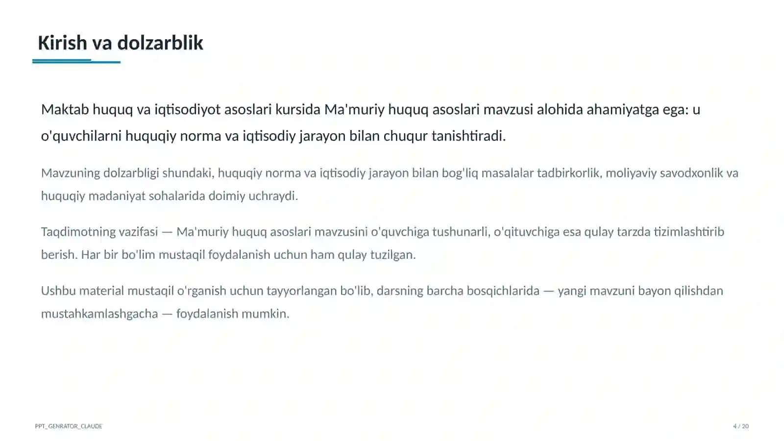 Ma'muriy huquq asoslari (10-sinf) 4