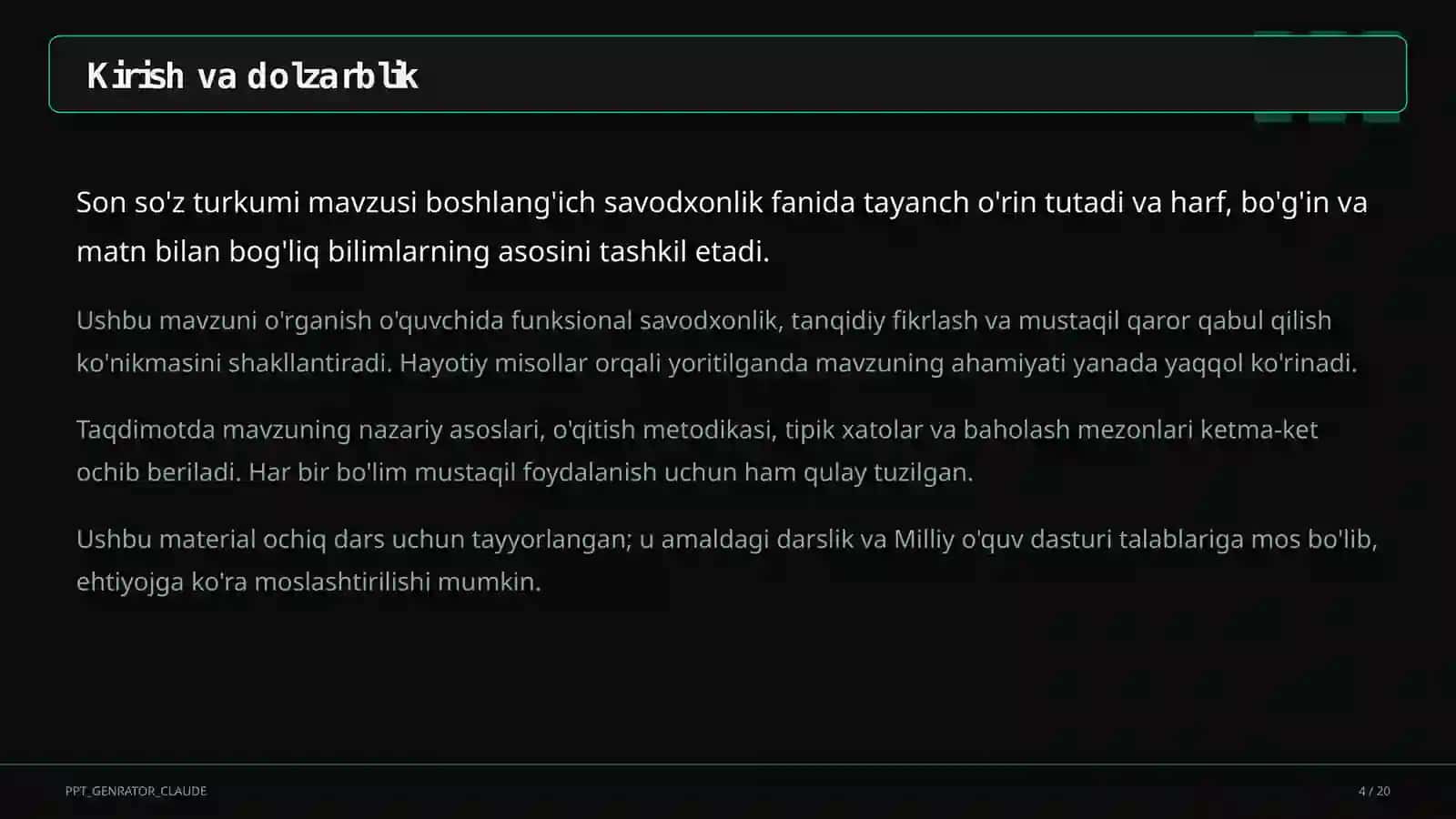 Son so'z turkumi (4-sinf) 4