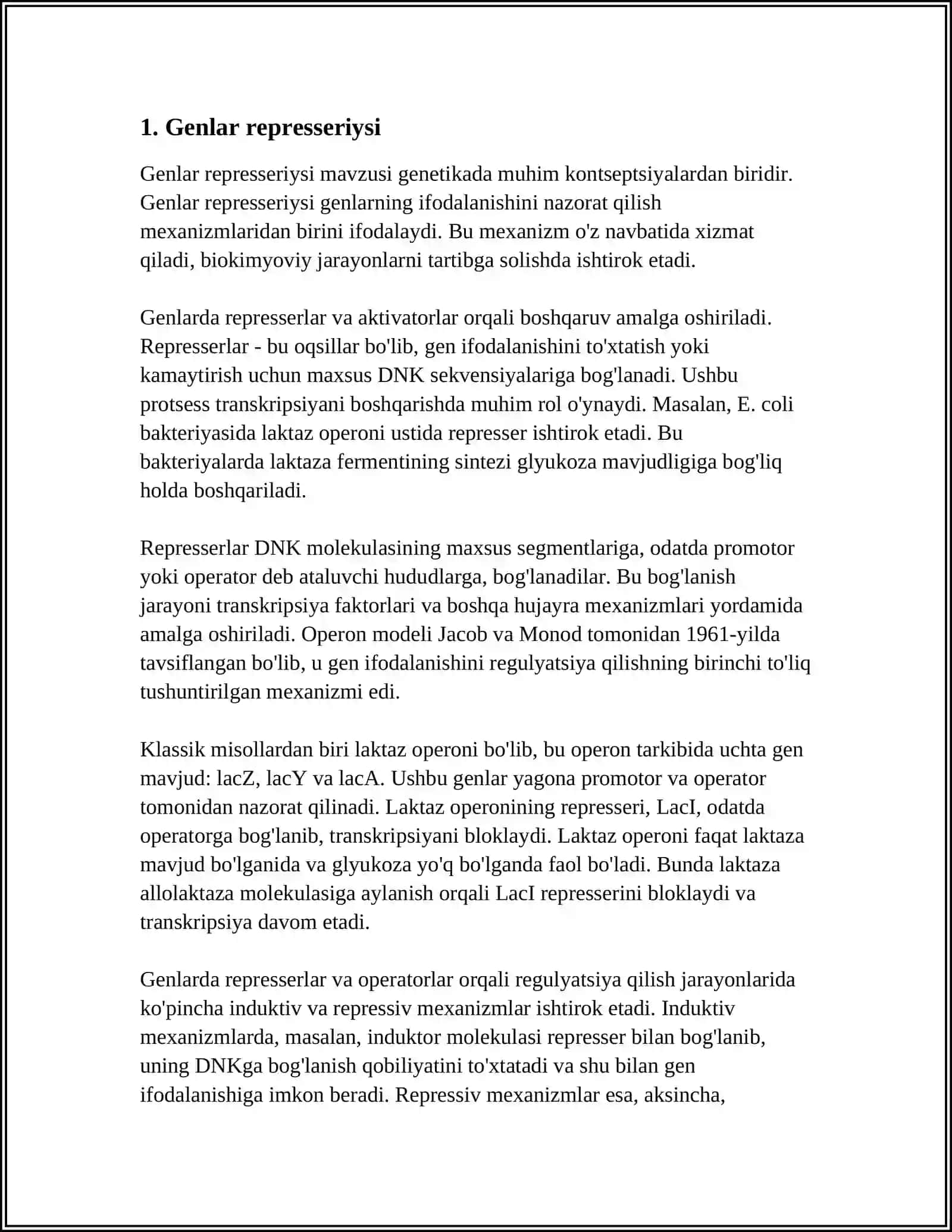 GENLAR REPRESSIYASI. DNK NING XRAMASOMALAR TARKIBIDAGI TUZILISHI 4