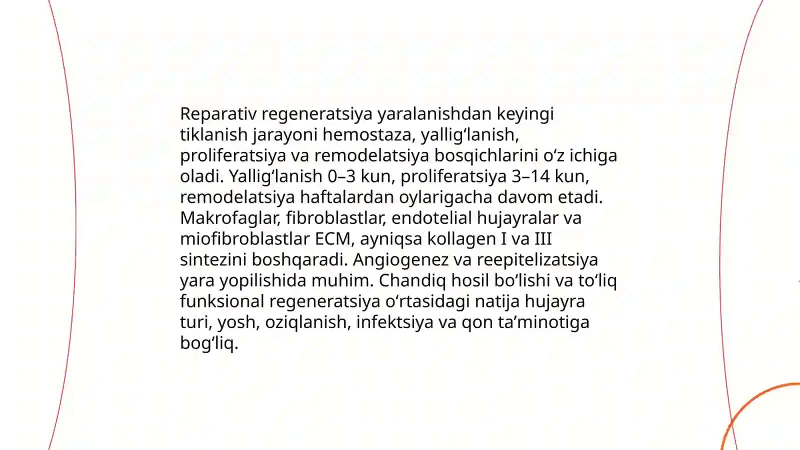 Toqimalarning fiziologik Va reprativ regeneratsiyasi toqimalar ozgaruvchanligi chegaralari 4
