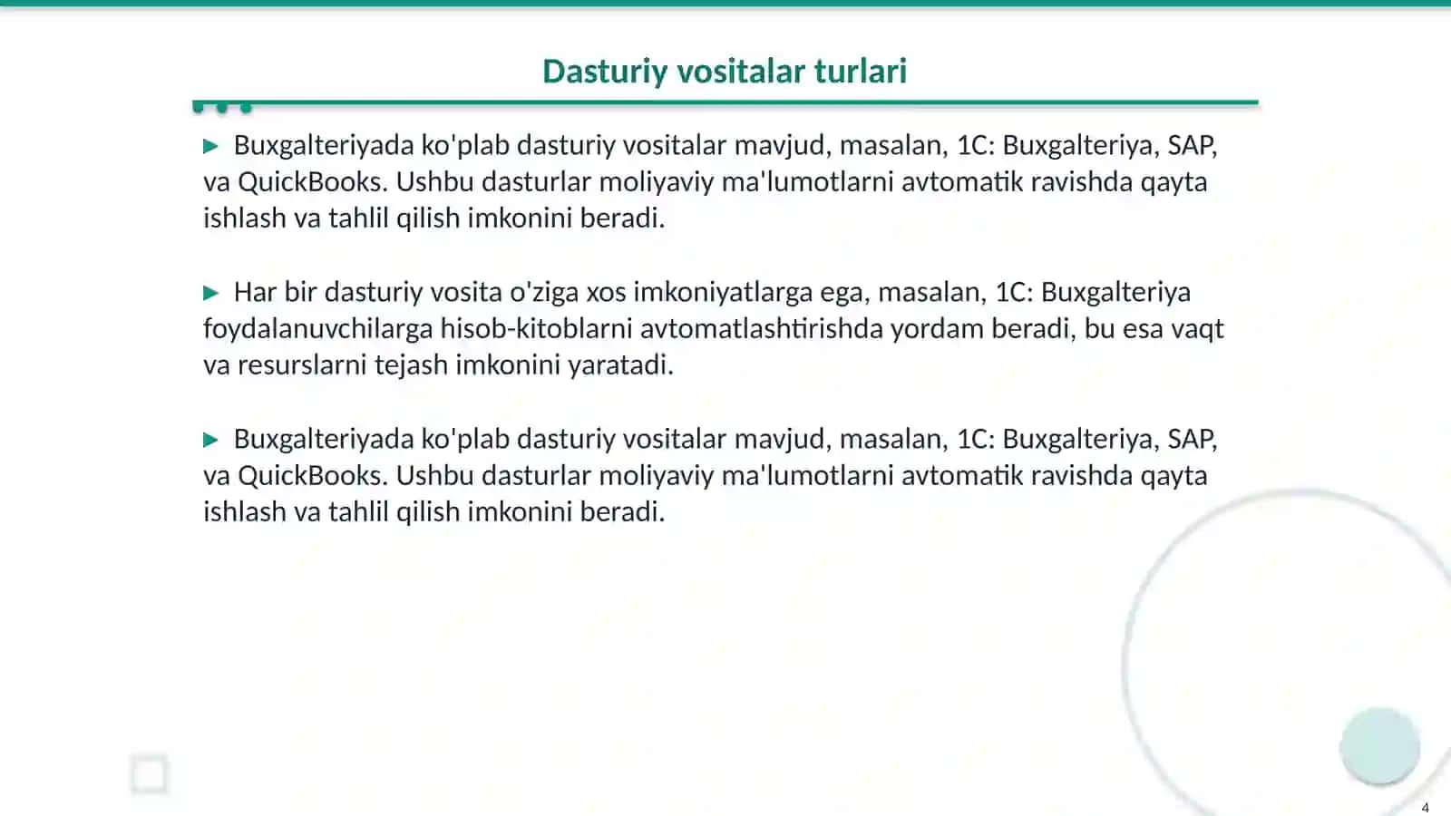 Buxgalteriyada tadqiqot va tahlil: dasturiy vositalar orqali amalga oshirish 4