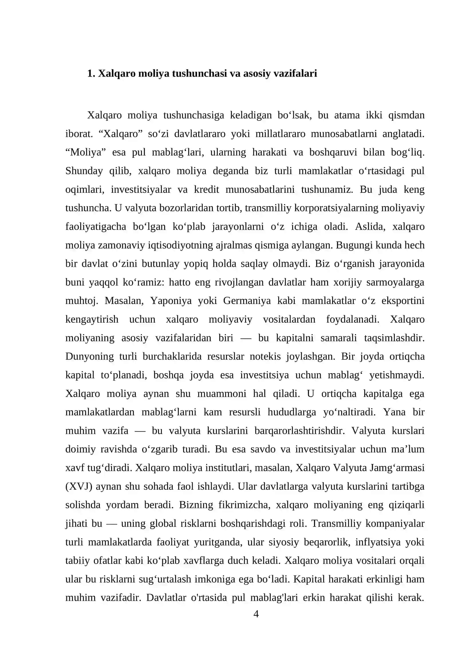 Xalqaro moliya va uning jahon taraqqiyotida tutgan o`rni 4