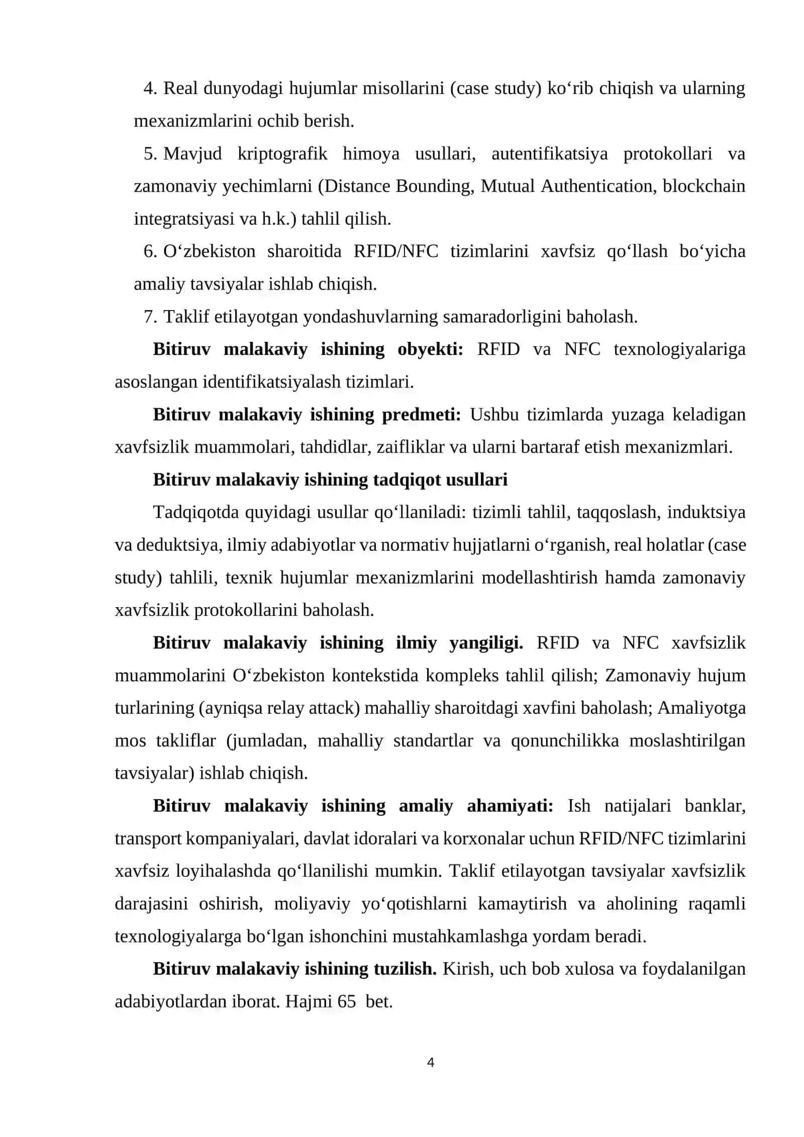 RFID va NFC asosidagi identifikatsiyalash tizimlarida xavfsizlik 4