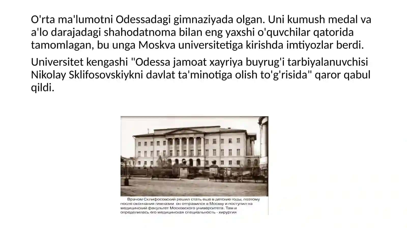 Mashhur xirurg Nikolay Sklifosovskiy hayoti va merosi 4