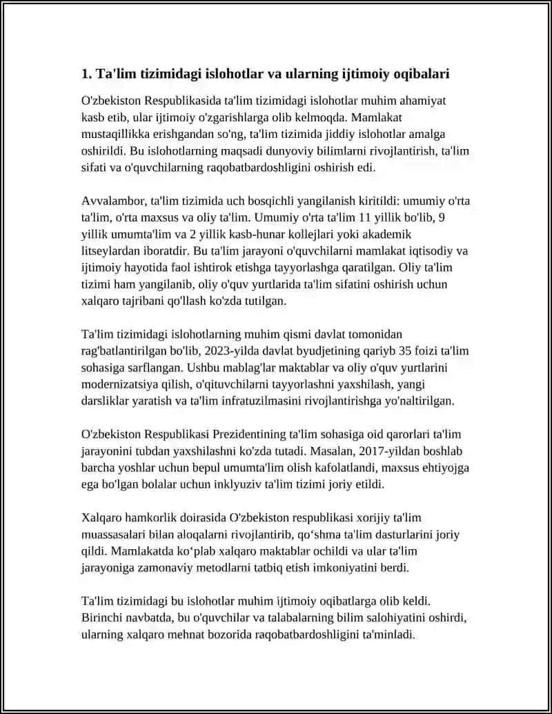 O‘ZBEKISTON RESPUBLIKASIDAGI IJTIMOYI O'ZGARISHLAR 4