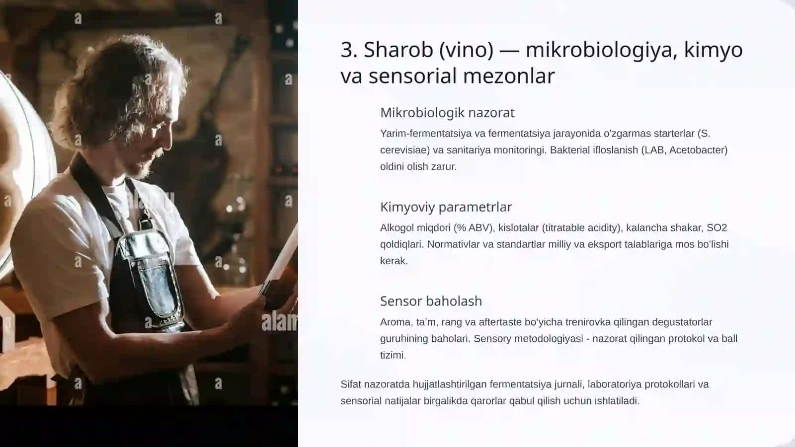 Uzum tayyorlanadigan mahsulot turlari va sifat koʻrsatkichlari 4