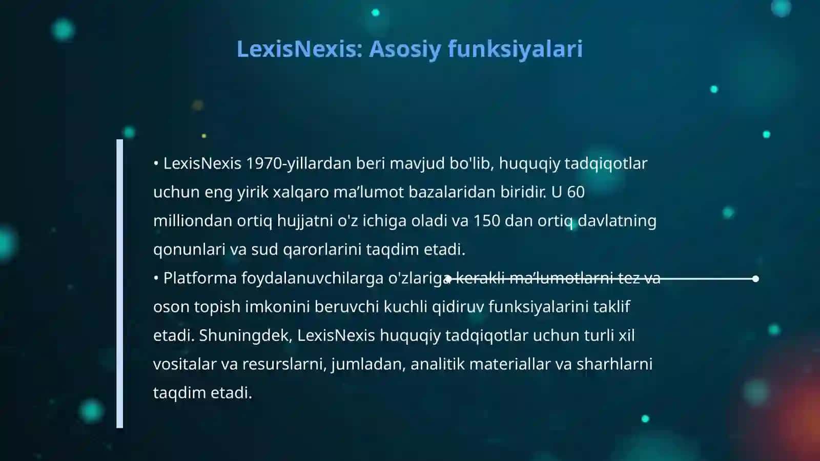 LexUZ, LexisNexis va Westlaw kabi huquqiy ma’lumot bazalarining tahlili 4