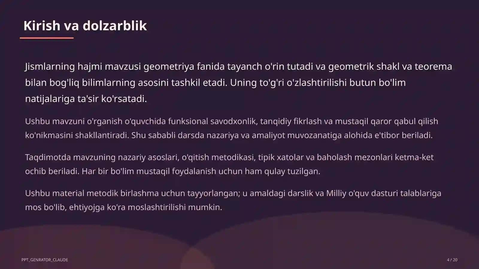 Jismlarning hajmi (11-sinf) 4
