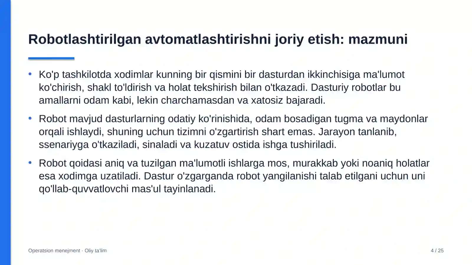 markaziy bank tizimida jarayonlarni robotlashtirilgan avtomatlashtirishni joriy etish 2184 4