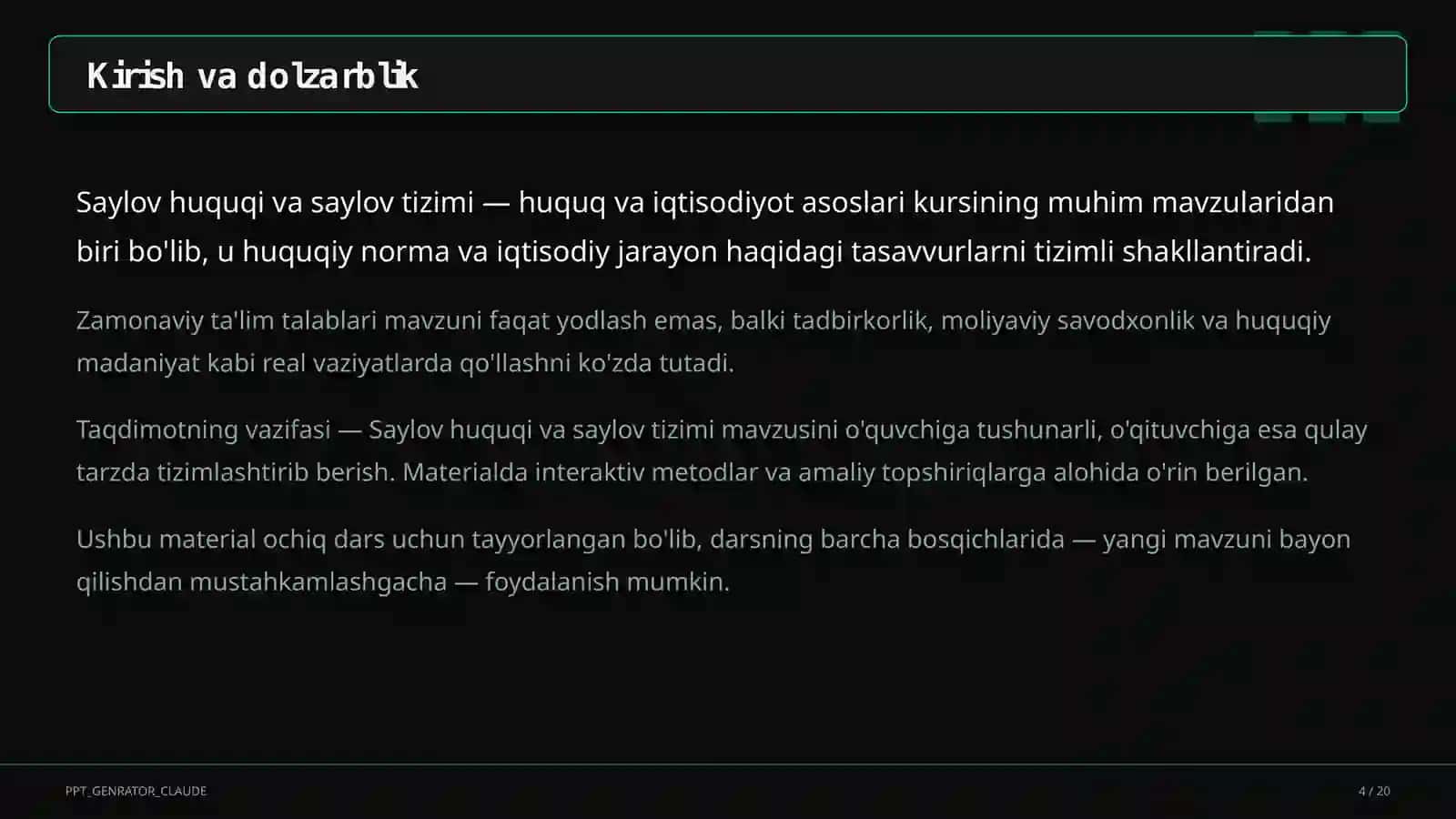 Saylov huquqi va saylov tizimi (10-sinf) 4