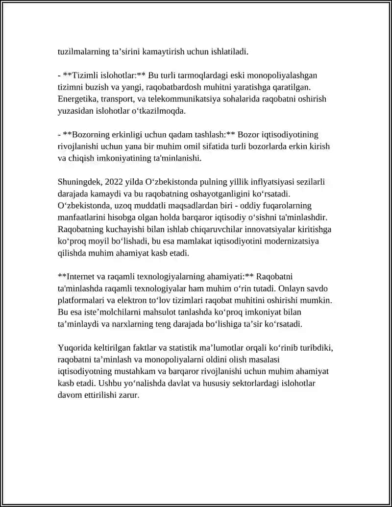 DAVLATNING ANTIMONOPOL SIYOSATNING MAQSADLARI 4