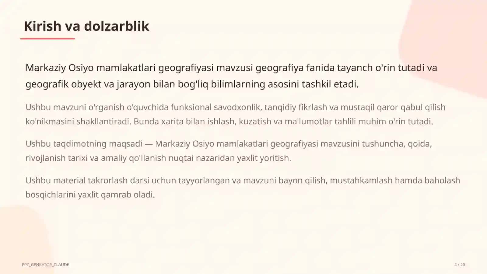 Markaziy Osiyo mamlakatlari geografiyasi (11-sinf) 4