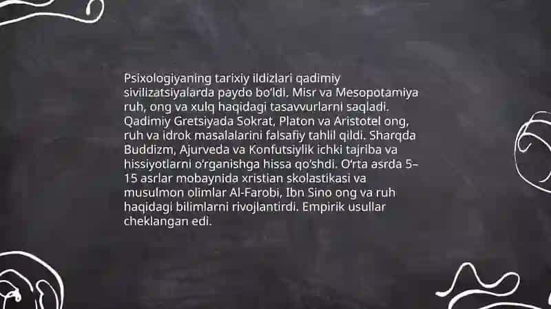 Psixologiya fanining predmeti va rivojlanish tarixi soxalari va tadqiqot metodlari 4