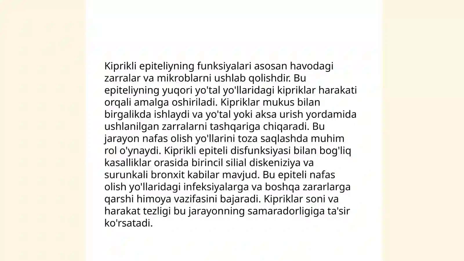 Bir qavatli koʻp qatorli silindrsimon kiprikli epiteliyning tuzilishi 4