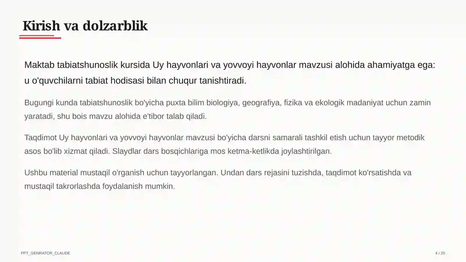 Uy hayvonlari va yovvoyi hayvonlar (1-sinf) 4