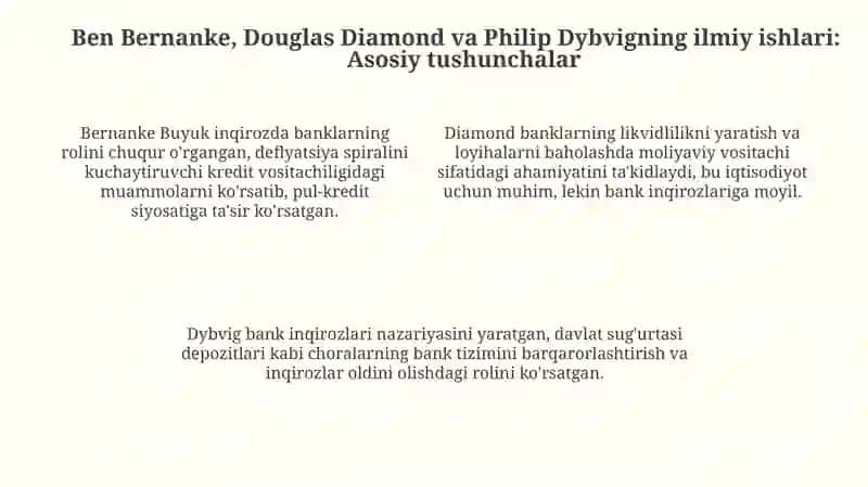 2022 yilda Nobel mukofotini olgan iqtisodchi olimlarning ilmiy ta'limotlari 4