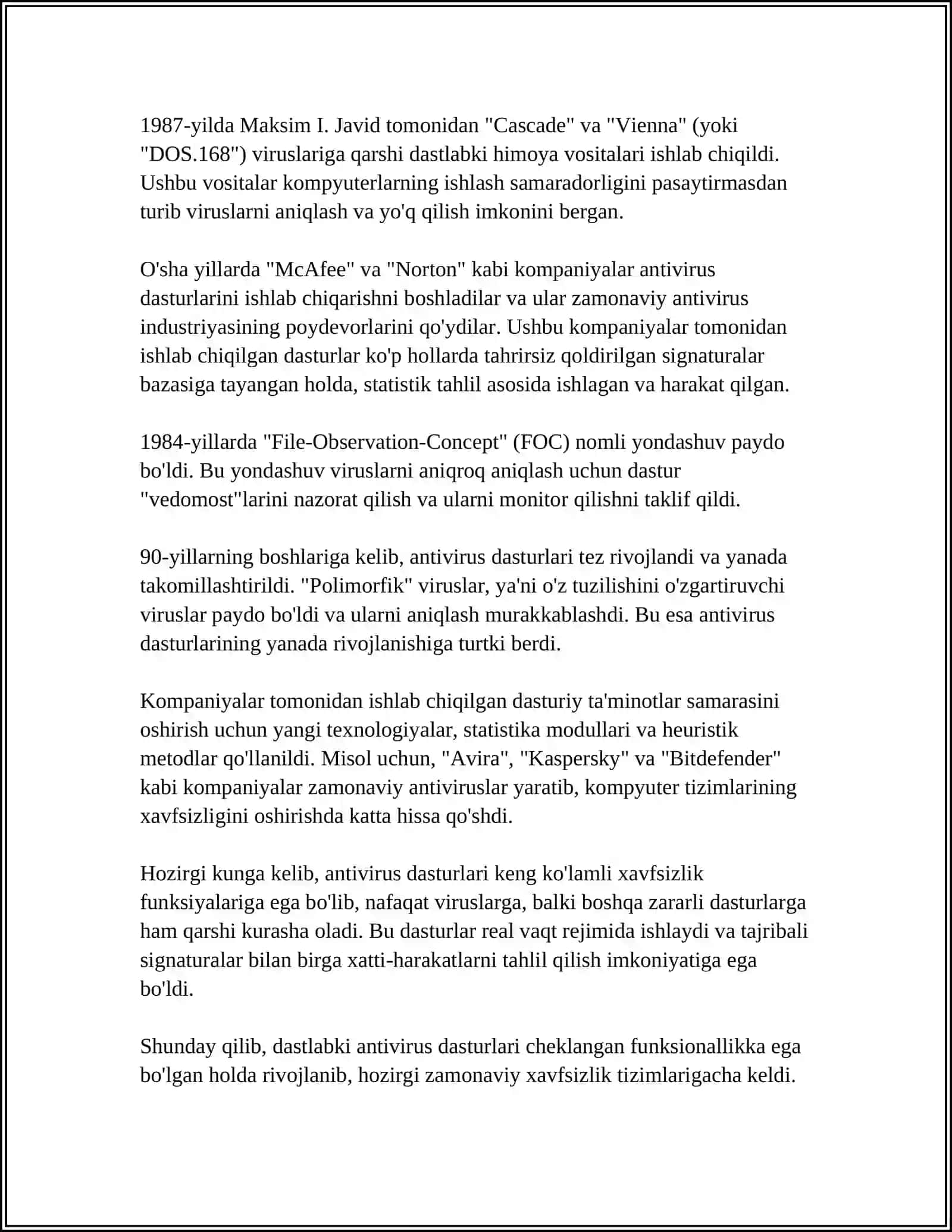 ANTIVIRUS DASTURLARINING YARATILISH TARIXI 4