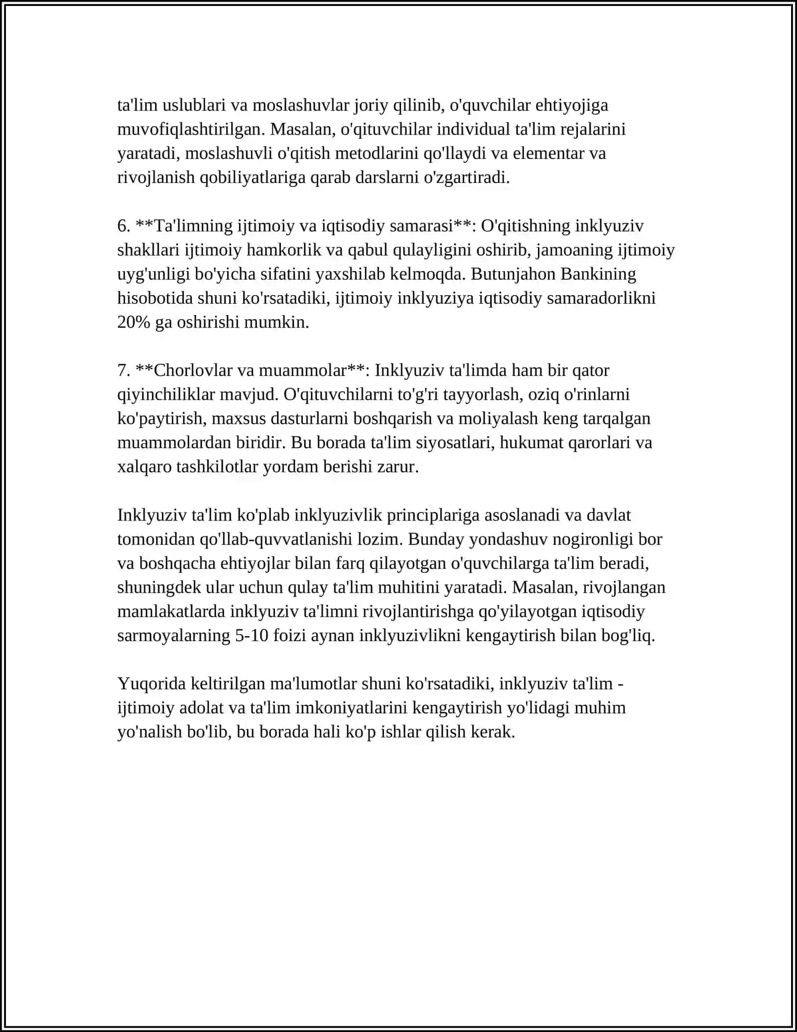 MUSTAQIL ISH Mavzu: INKLYUZIV TÀLIM 4