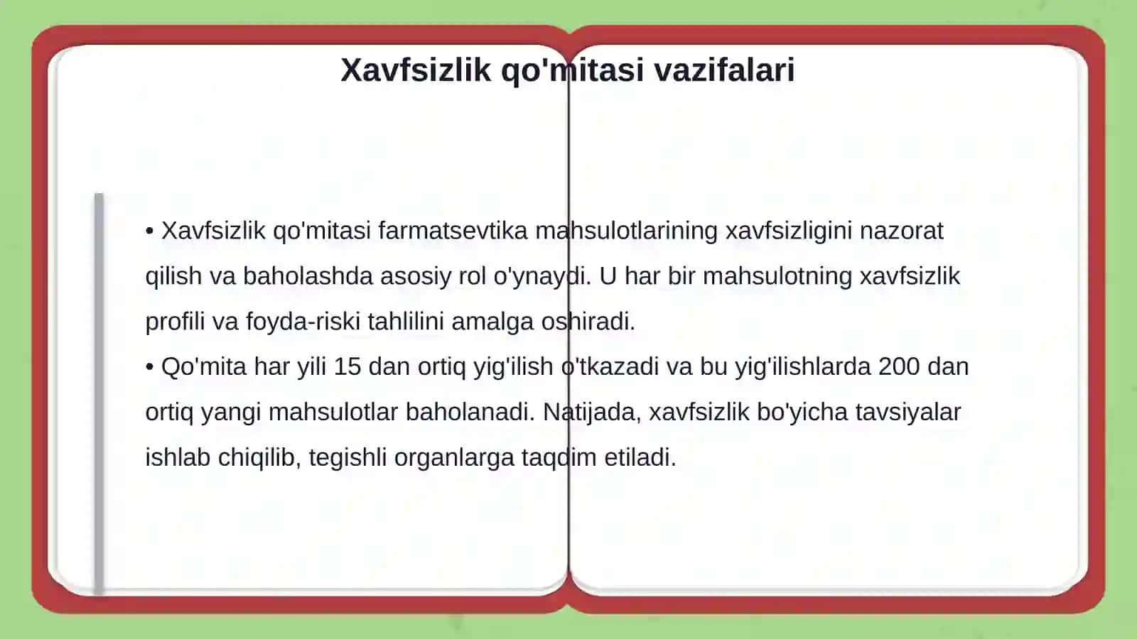 Farmatsevtika mahsulotlari xavfsizligi markazi davlat muassasasasining qo'mitalari haqida ma'lumot 4