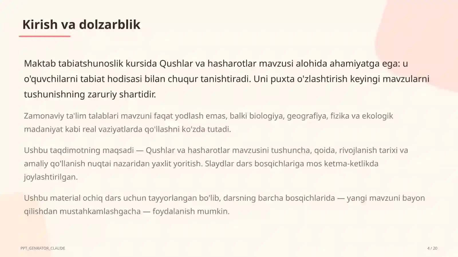 Qushlar va hasharotlar (2-sinf) 4