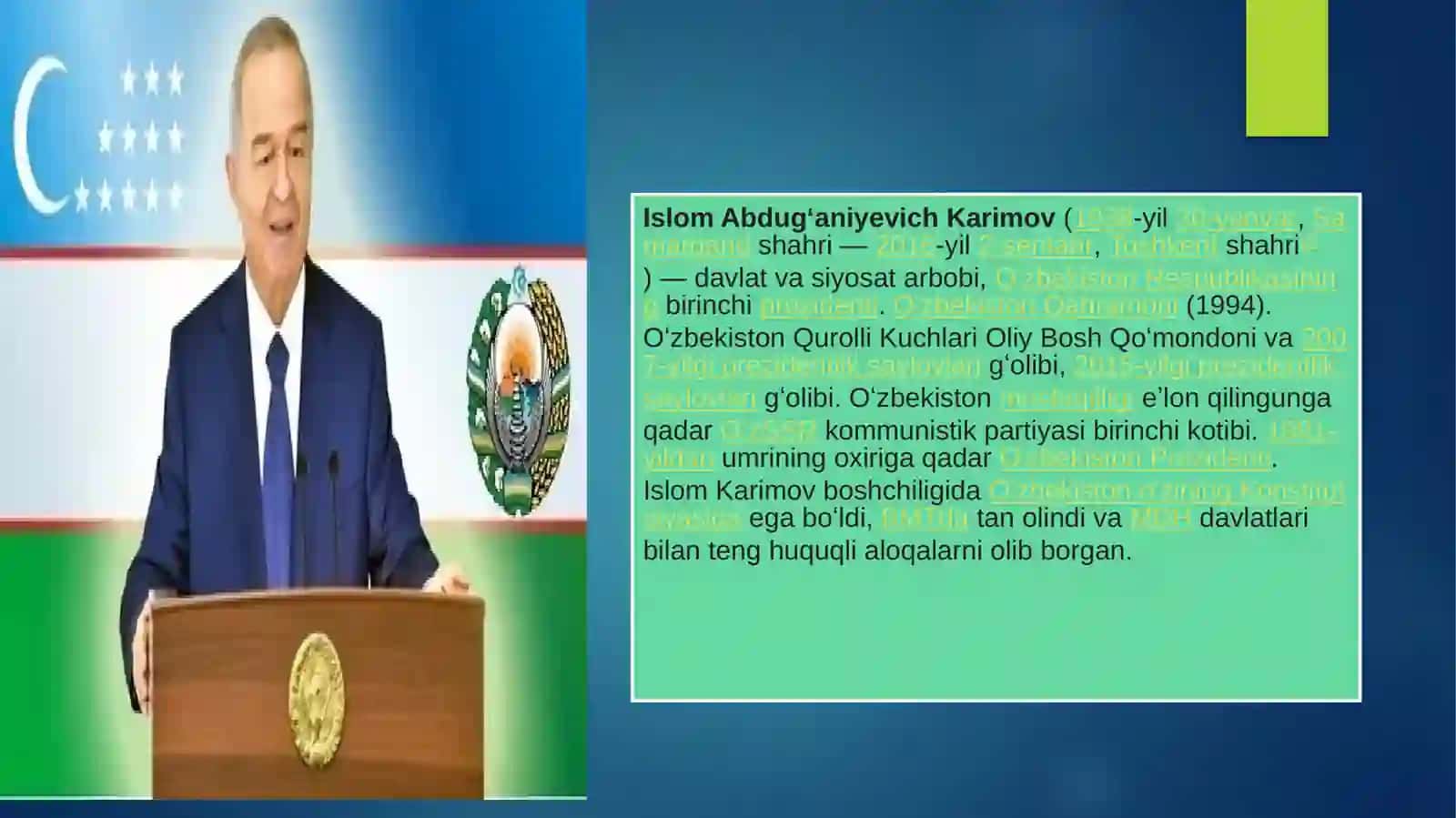 Oʻzbekiston Respublikasi Prezidentiligining joriy etilishi 4