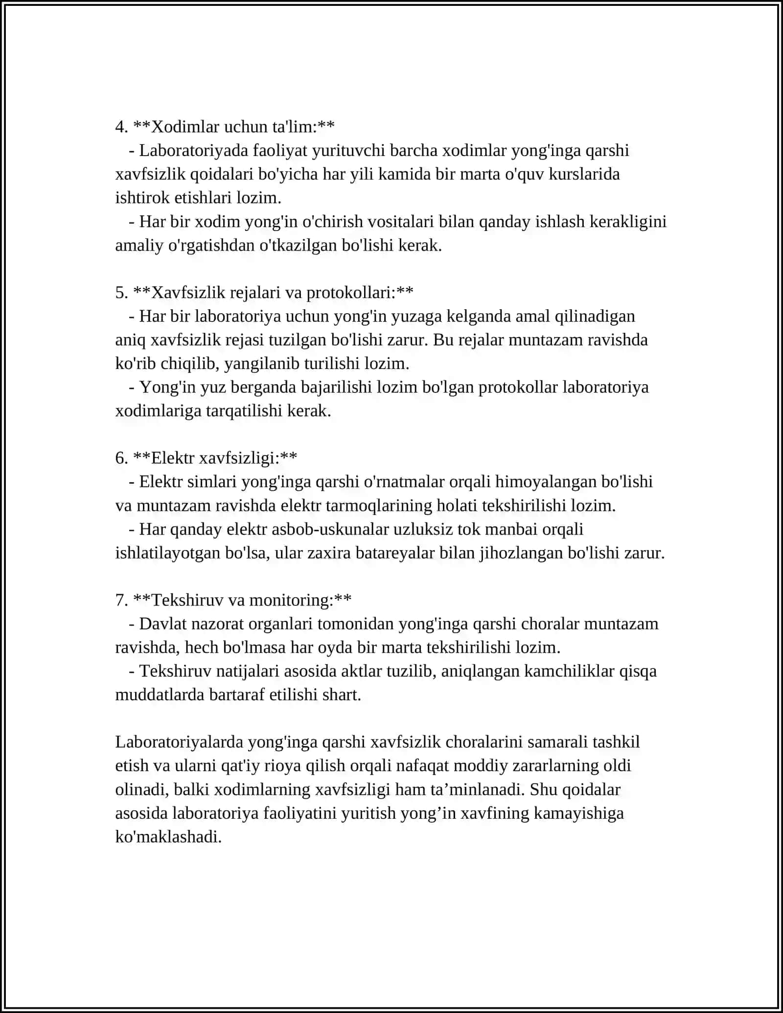 LABORATORIYA BINOLARI, XONALARI VA ISH JOYLARIDA XAVFSIZLIK QOIDALARI 4