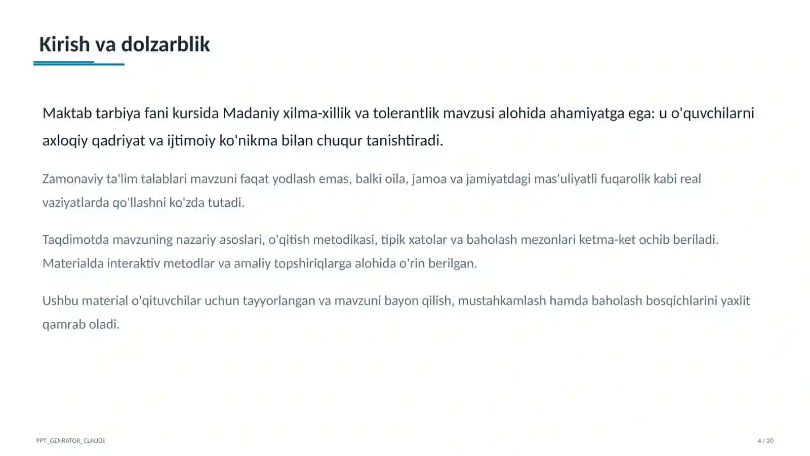 Madaniy xilma-xillik va tolerantlik (11-sinf) 4