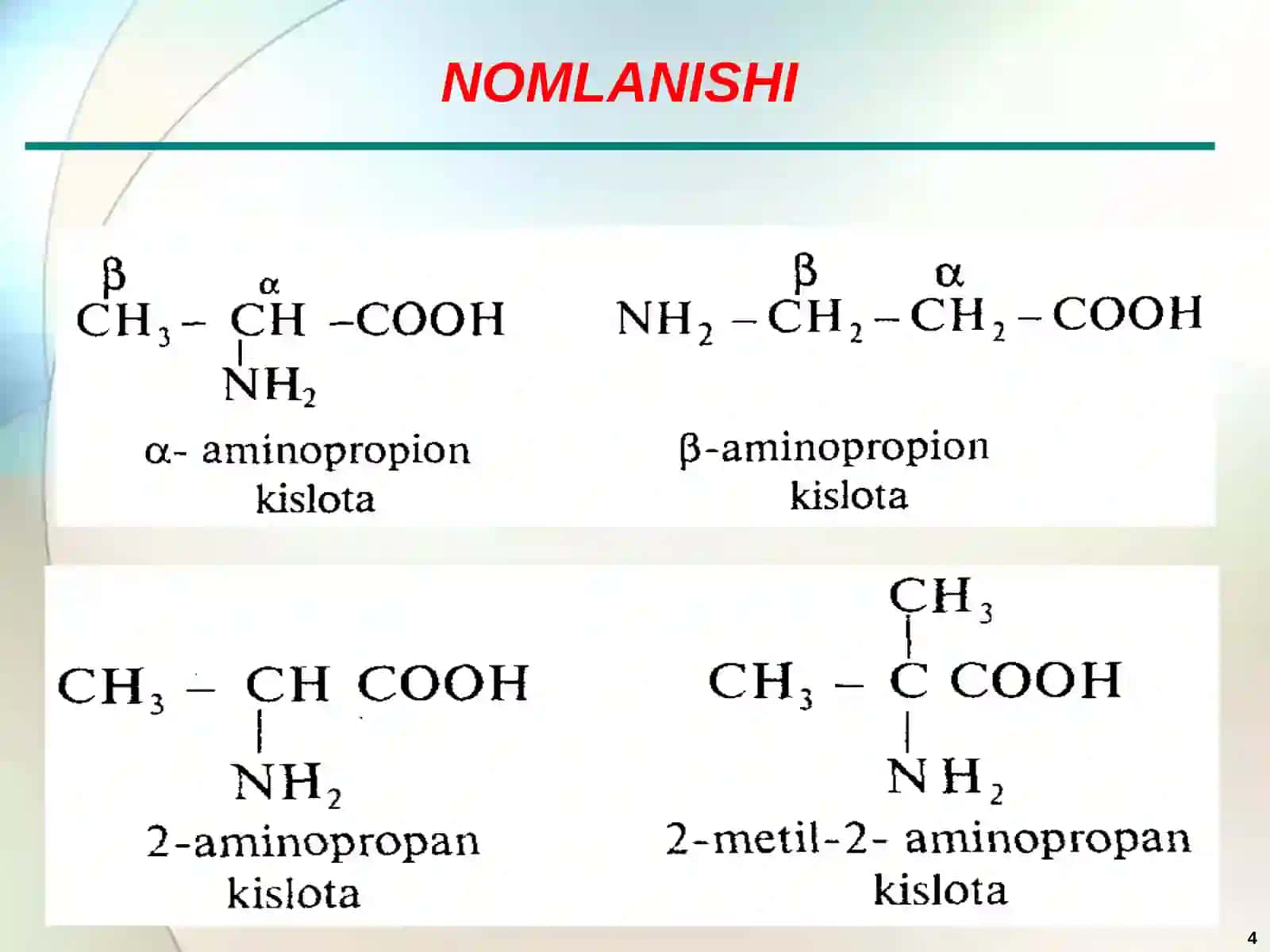 AMINO KISLOTALAR VA OQSILLAR 4