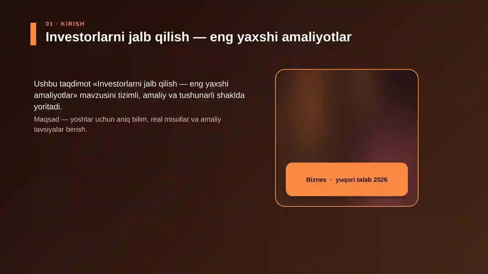 Investorlarni jalb qilish — eng yaxshi amaliyotlar 4