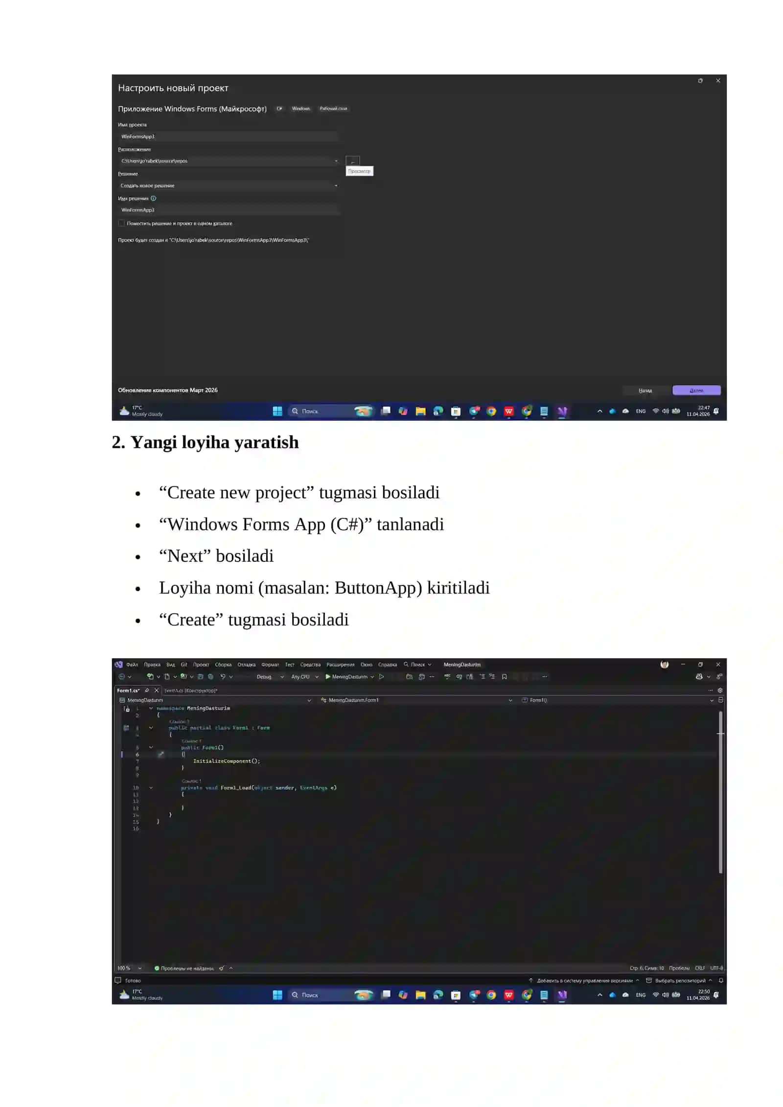 Visual Studio muhitida dasturlash 4