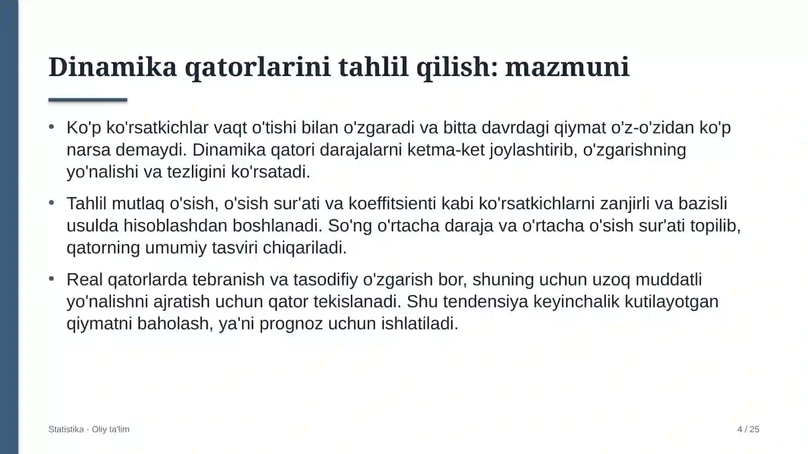 Elchixonalarda dinamika qatorlarini tahlil qilish 4