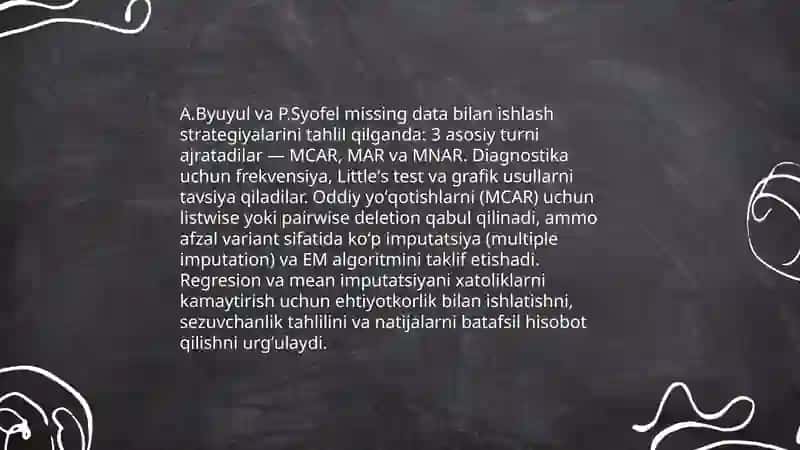 SPSSda maʼlumotlarni qayta ishlash sanʼati boʻyicha A.Byuyul va P.Syofelning qarashlarini tahlil qilish 4