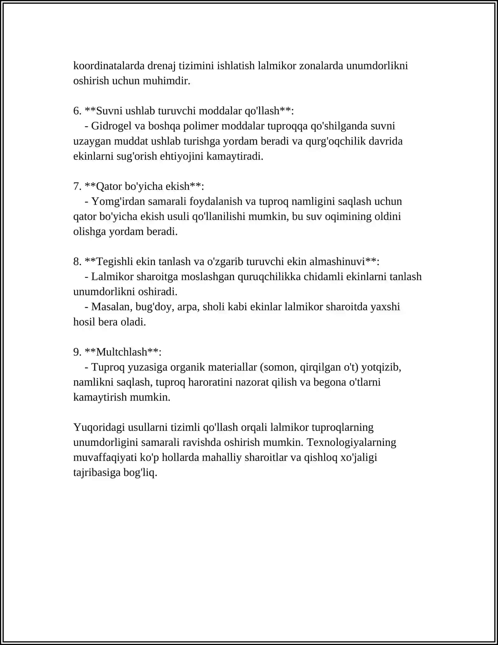 MUSTAQIL ISH Mavzu: LALMI VA YAYLOV TUPROQLARI UNUNMDORLIGI 4