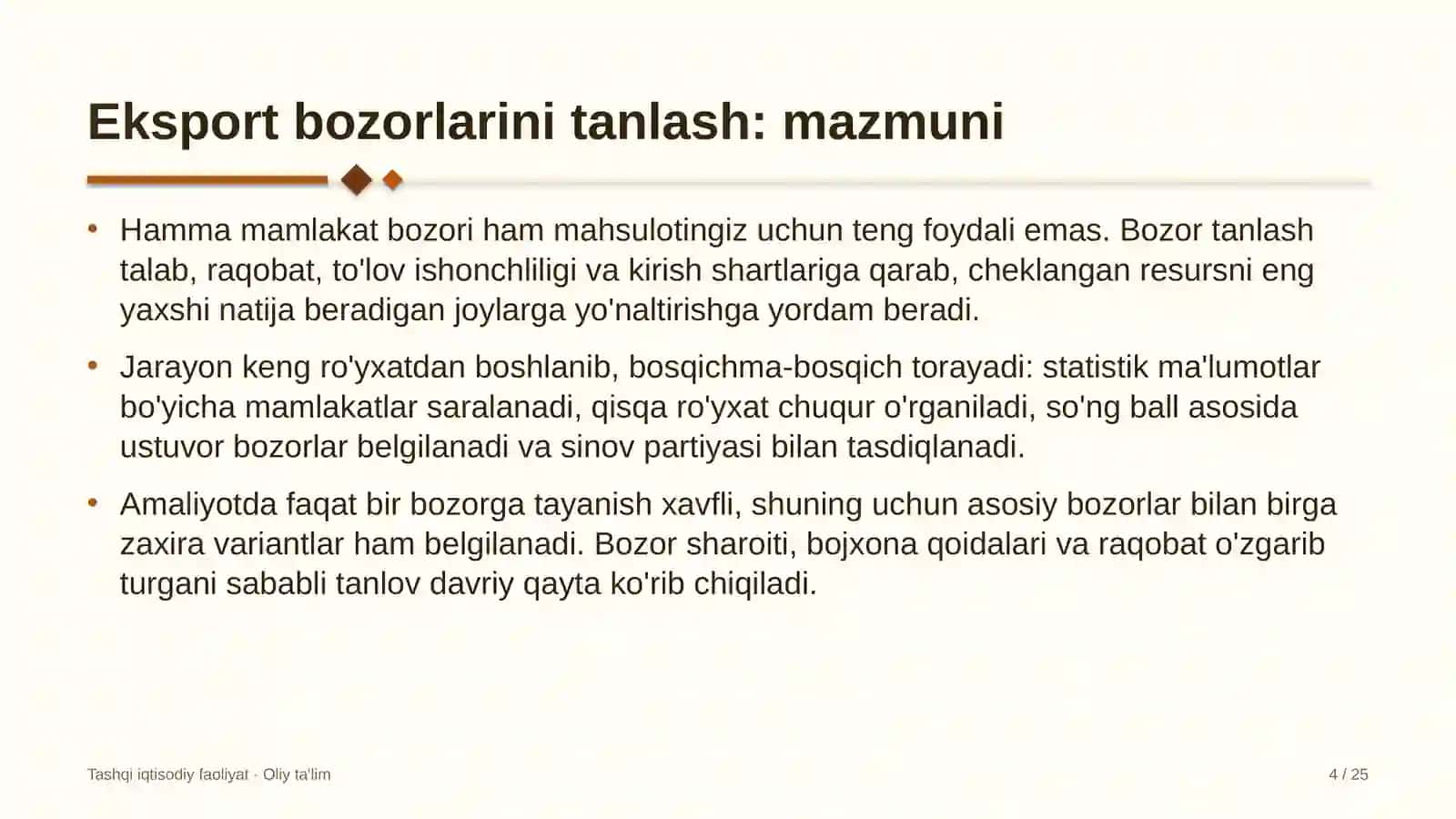 Avtomaktablarda eksport bozorlarini tanlash 4
