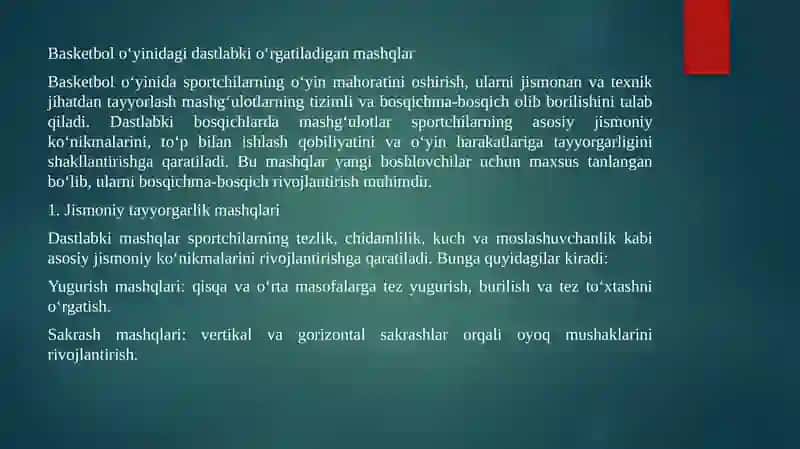 Basketbol o’yinida shugillanuvchilarning o’yin maxoratini oshirish 4