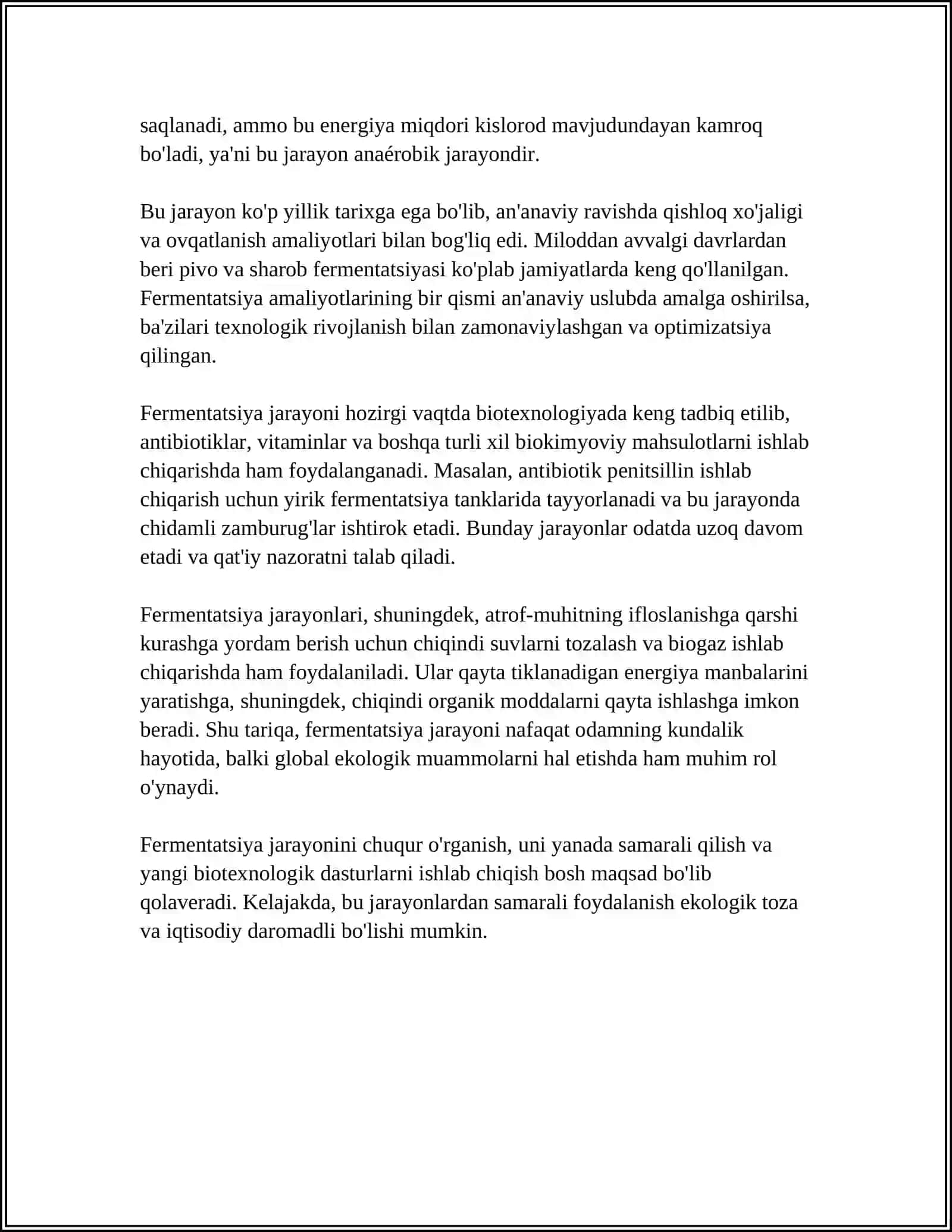 IMMOBILLANGAN FERMENTLAR ISHTIROKIDA BIOYOQILG’I OLISH 4