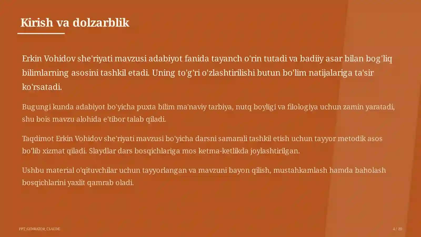 Erkin Vohidov she'riyati (8-sinf) 4