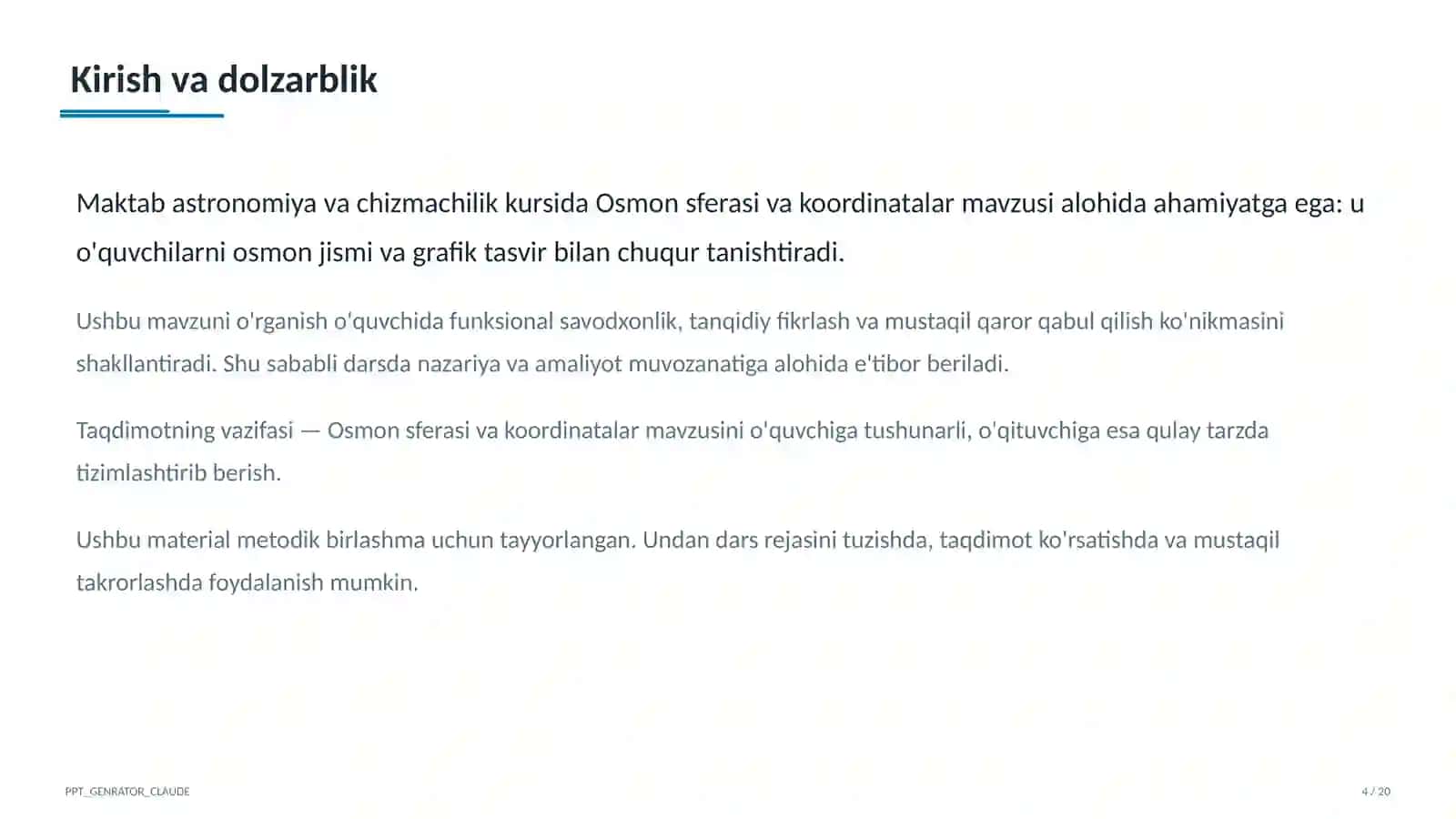 Osmon sferasi va koordinatalar (10-sinf) 4