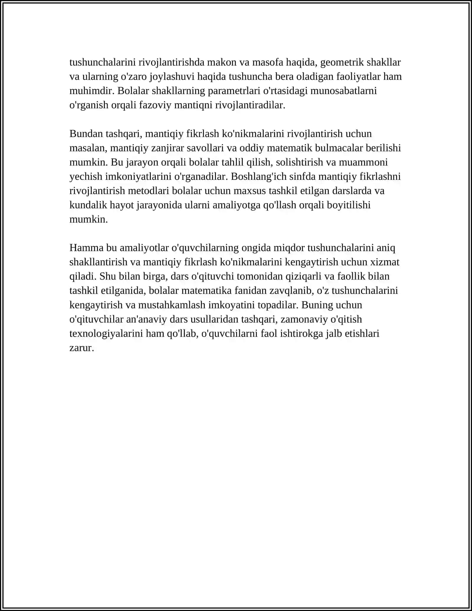 BOSHLANG'ICH SINFDA ASOSIY MIQDORLARNI OʻRGATISHDA MANTIQIY FIKRLASHNI RIVOJLANTIRISH 4