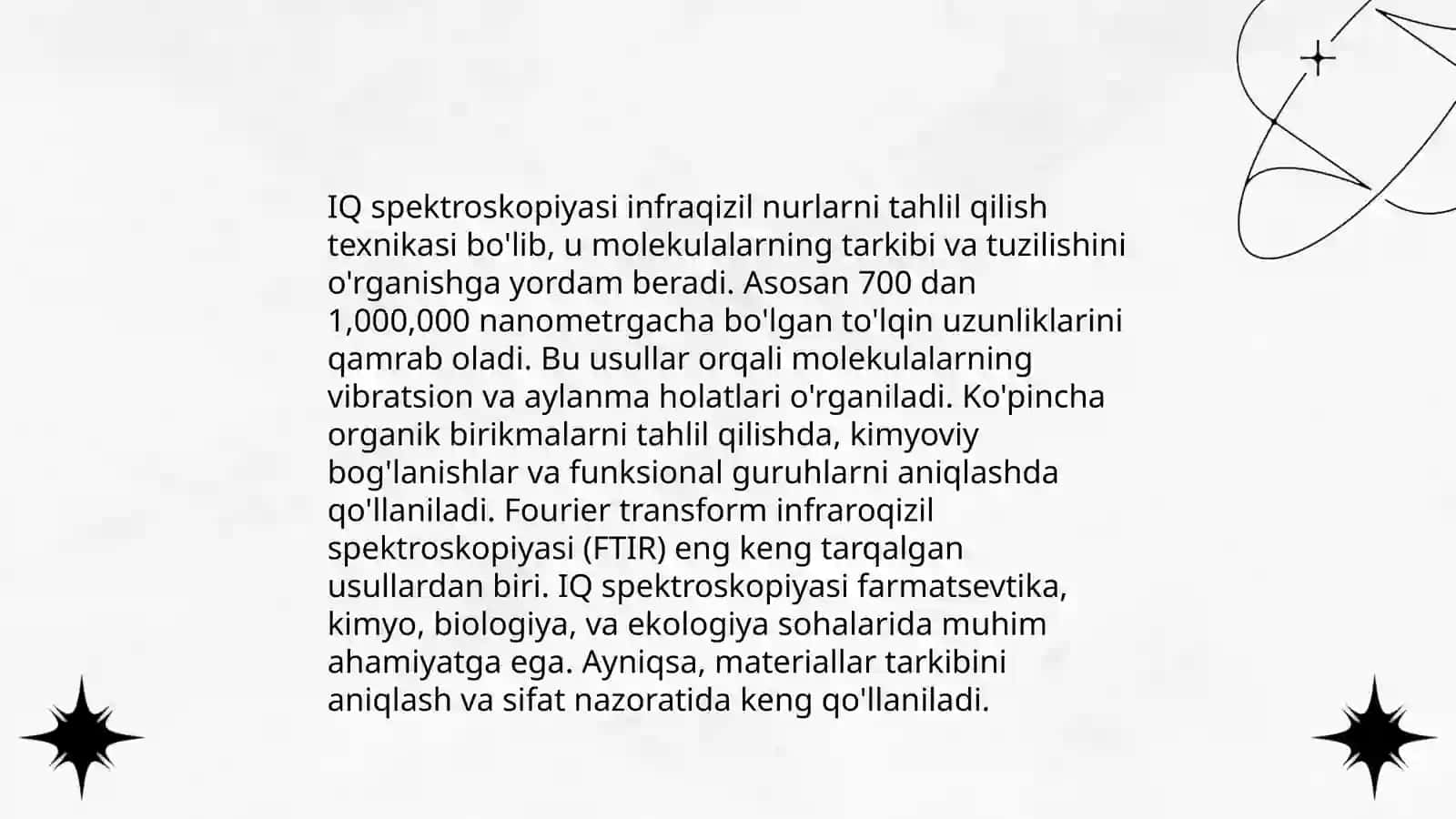 IQ va IQ spektroskopiyasi texnikasi va metodologiyasi 4