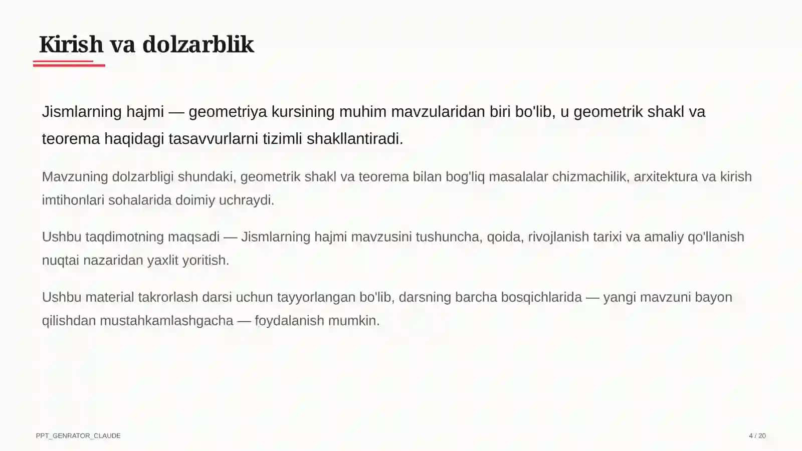 Jismlarning hajmi (11-sinf) 4