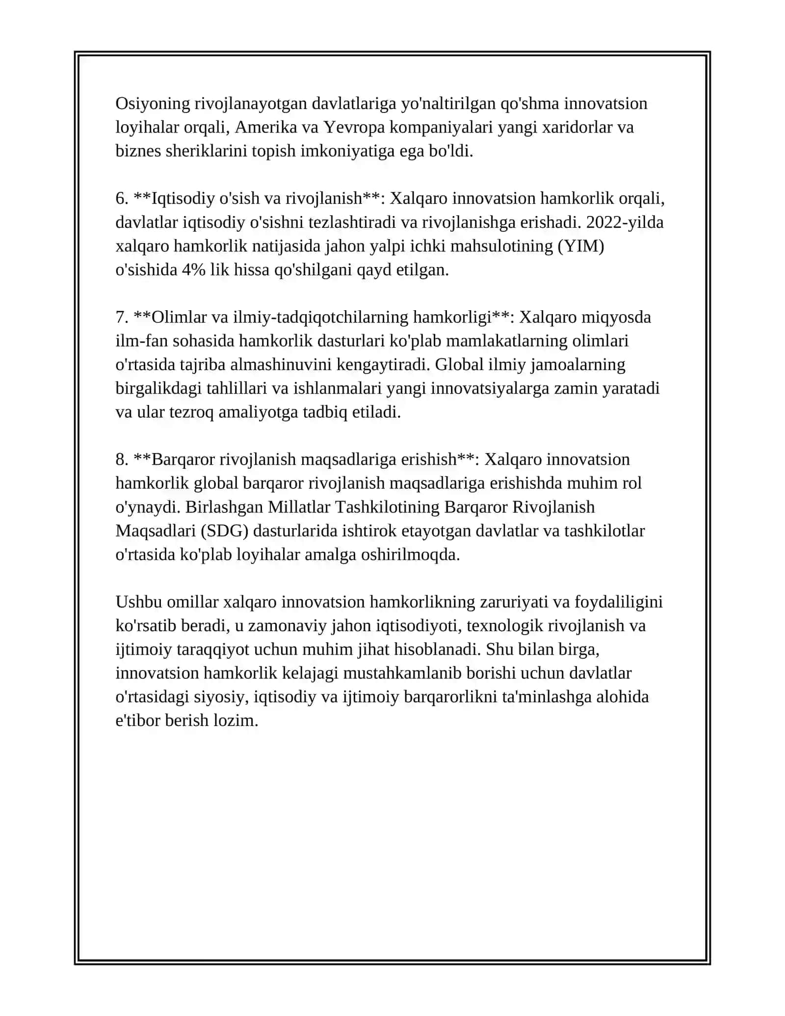 INNOVATSION FAOLIYATDA XALQARO HAMKORLIKNING AHAMIYATI 4