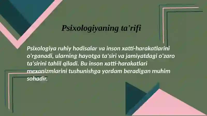 Psixologiyaning maqsad va vazifalari: asosiy yo'nalishlari va amaliy qo'llanilishi 4