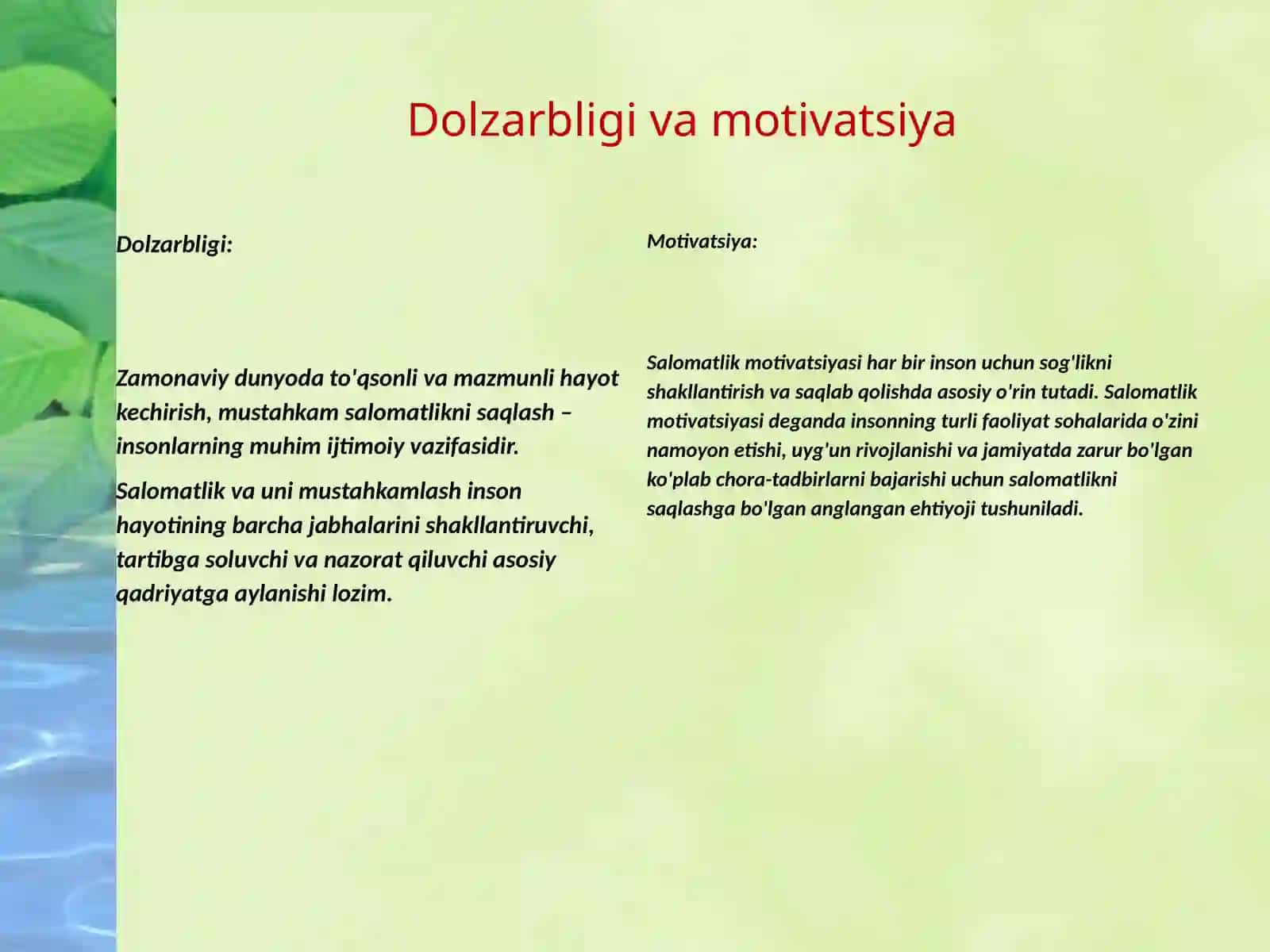 Salomatlik darslari foydali amaliyoti 4