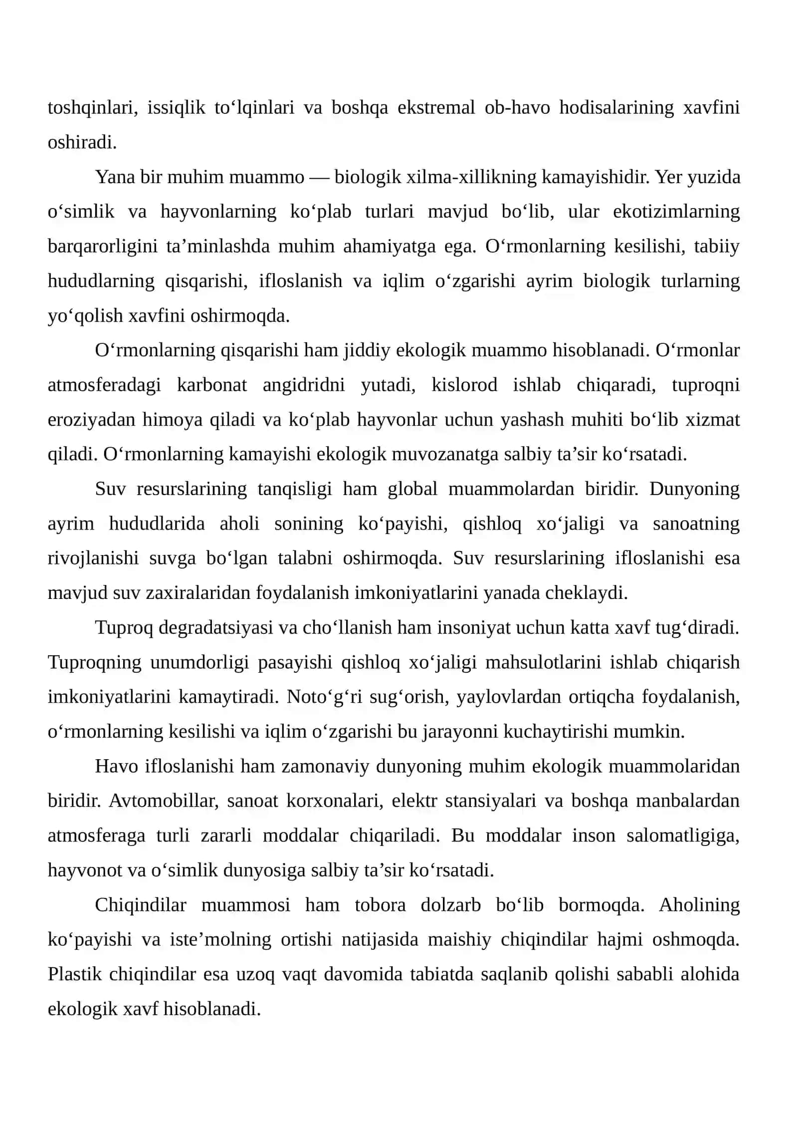 GLOBAL EKOLOGIK MUAMMOLAR VA ULARNING IQTISODIYOTGA TA’SIRINI TAHLIL QILISH 4