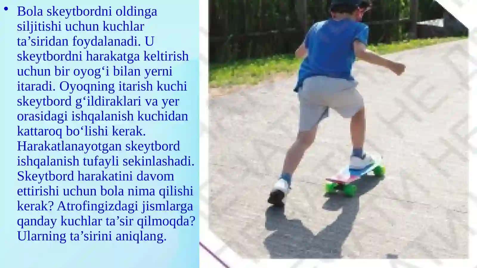 Harakatlanayotgan jismlarga'sir etuvchi kuchlar 4
