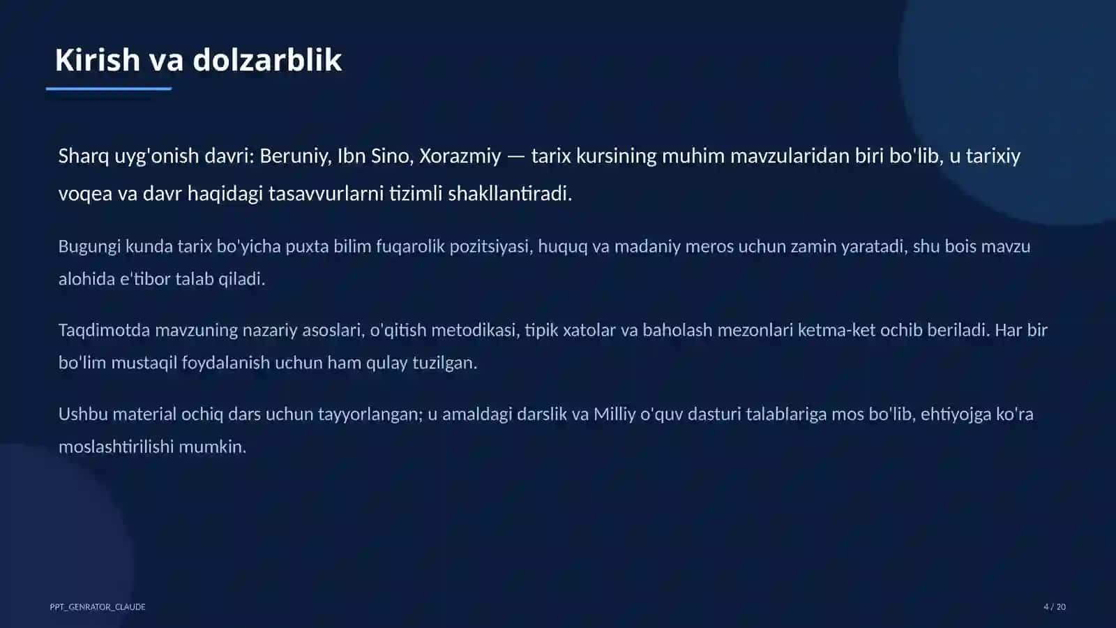 Sharq uyg'onish davri: Beruniy, Ibn Sino, Xorazmiy (7-sinf) 4