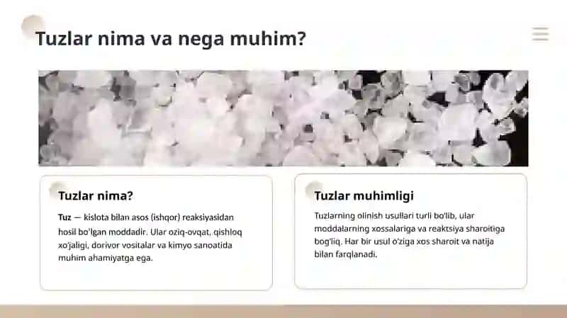Tuzlarning olishini taqdimot 4