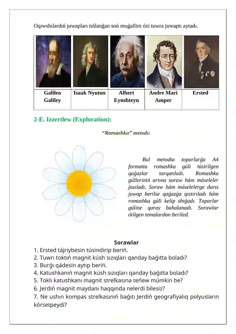 "Magnit maydannıń tokli ótkizgishke tásiri" SABAQ ISLENBESI 4